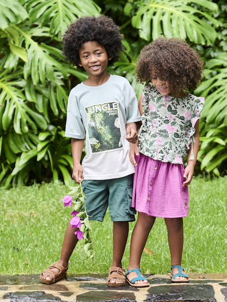 Bermuda in battle-stijl voor jongens dennen - vertbaudet enfant 