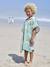 Gepersonaliseerde bad-/strandponcho voor kinderen, met gerecycled katoen blauw, geruit+lila+mintgroen - vertbaudet enfant 