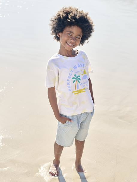 Denim jongensbermuda, gemakkelijk aan te trekken blauw, bedrukt+blauw, gestreept+denimgrijs+double stone+stone - vertbaudet enfant 