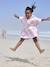 Gepersonaliseerde bad-/strandponcho voor kinderen, met gerecycled katoen blauw, geruit+lila+mintgroen - vertbaudet enfant 