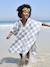 Gepersonaliseerde bad-/strandponcho voor kinderen, met gerecycled katoen blauw, geruit+lila+mintgroen - vertbaudet enfant 