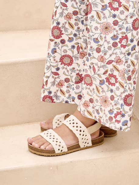 Gekraakte sandalen met haak-effect voor kinderen, kleutercollectie beige - vertbaudet enfant 