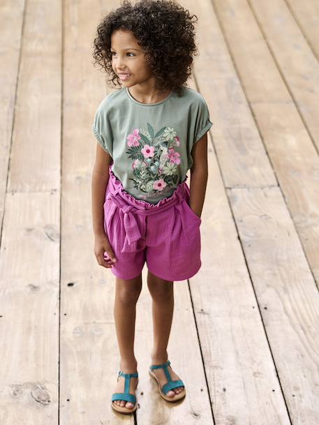 Leren sandalen voor meisjes, collectie kleuterschool 6467+bruin+bruin, bedrukt+turquoiseblauw - vertbaudet enfant 
