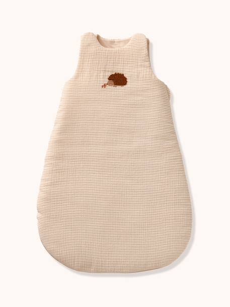 Mouwloze slaapzak in katoengaas HÉRISSON beige, gestreept - vertbaudet enfant 