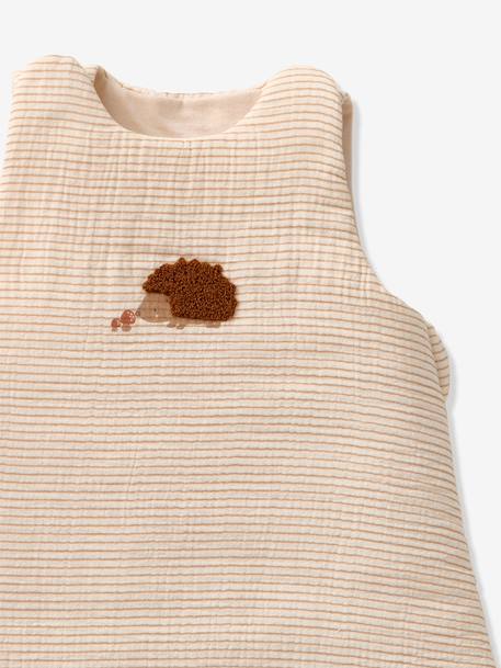 Mouwloze slaapzak in katoengaas HÉRISSON beige, gestreept - vertbaudet enfant 