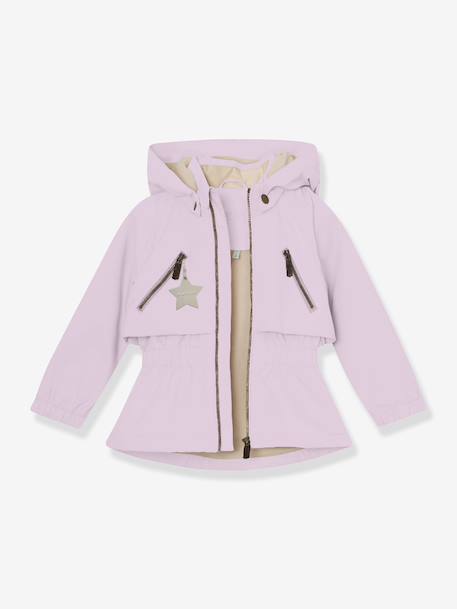 Waterdichte meisjesjas voor het tussenseizoen met fleecevoering MATALGEA MINI A TURE roze (poederkleur)+rozenhout+saliegroen - vertbaudet enfant 