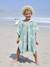 Gepersonaliseerde bad-/strandponcho voor kinderen, met gerecycled katoen blauw, geruit+lila+mintgroen - vertbaudet enfant 