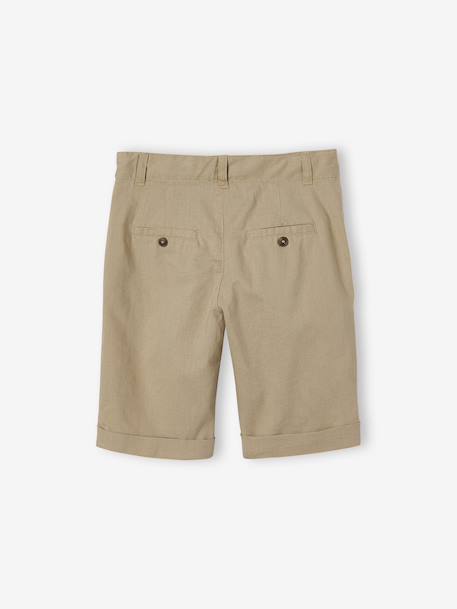Jongensbermuda van katoen/linnen beige+blauw+donker marineblauw+lichtbeige+saliegroen - vertbaudet enfant 