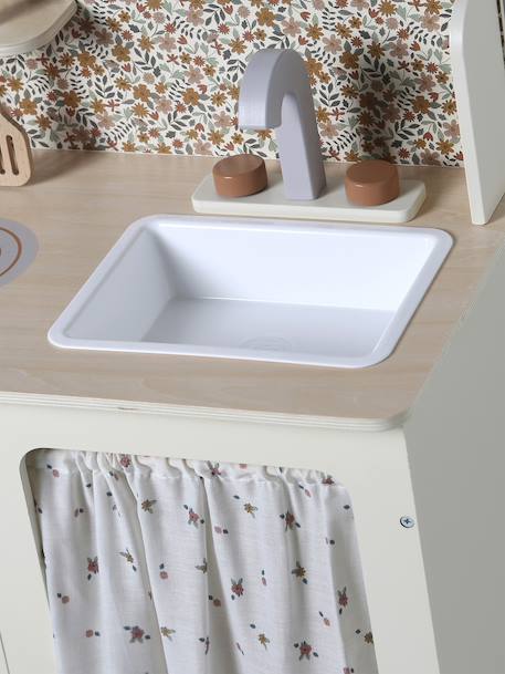 Houten keukentje met accessoires van FSC®-hout ecru+rozen+saliegroen - vertbaudet enfant 