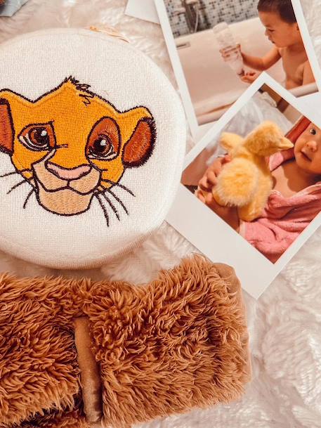Geborduurde Disney®-babyspons met Simba-hoofd ecru - vertbaudet enfant 