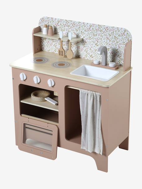 Houten keukentje met accessoires van FSC®-hout ecru+rozen+saliegroen - vertbaudet enfant 