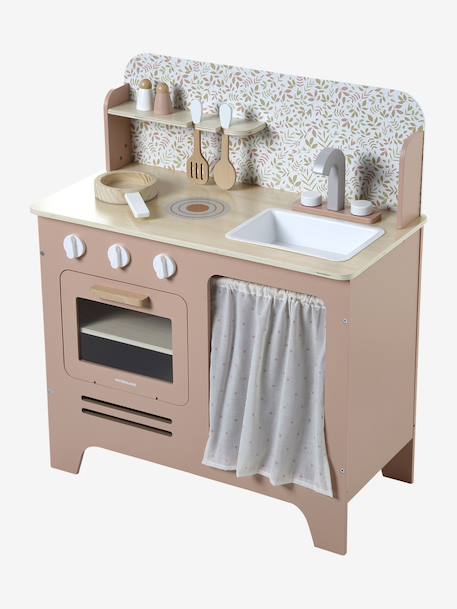 Houten keukentje met accessoires van FSC®-hout ecru+rozen+saliegroen - vertbaudet enfant 
