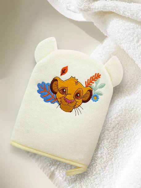 Leuk Disney® washandje geborduurd met het hoofd van Simba pastelgeel - vertbaudet enfant 