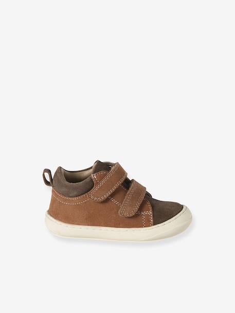 Babyslofjes van zacht leer met antislip beige+blauw+bruin+chocoladebruin+felblauw+groen+oceaanblauw+okergeel+saliegroen+veel beige+veel bruin+veel groen - vertbaudet enfant 