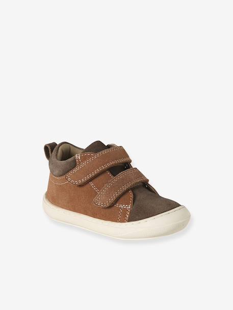 Babyslofjes van zacht leer met antislip beige+blauw+bruin+chocoladebruin+felblauw+groen+oceaanblauw+okergeel+saliegroen+veel beige+veel bruin+veel groen - vertbaudet enfant 