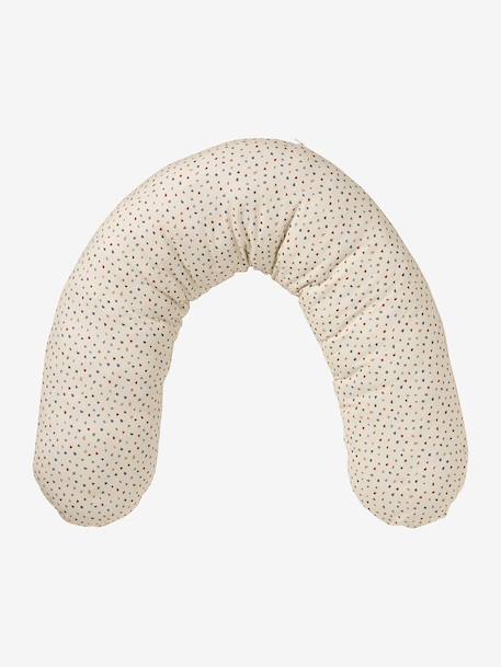 Borstvoedingskussen + beschermhoes Bio Collection beige, bedrukt+Donkerblauw/sterren+ivoorwitte plantaarige bedrukk+meerkleurig+wit, bedrukt+zandbeige - vertbaudet enfant 
