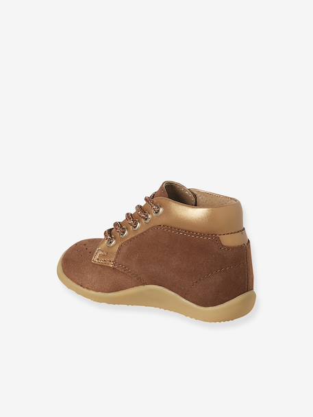 Soepele leren laarsjes voor baby's eerste stapjes 6509+iriserend beige+kameel - vertbaudet enfant 