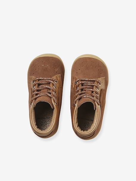 Soepele leren laarsjes voor baby's eerste stapjes 6509+iriserend beige+kameel - vertbaudet enfant 