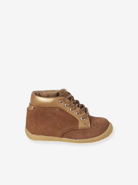 Soepele leren laarsjes voor baby's eerste stapjes 6509+iriserend beige+kameel - vertbaudet enfant 