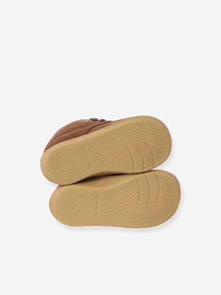 Soepele leren laarsjes voor baby's eerste stapjes 6509+iriserend beige+kameel - vertbaudet enfant 