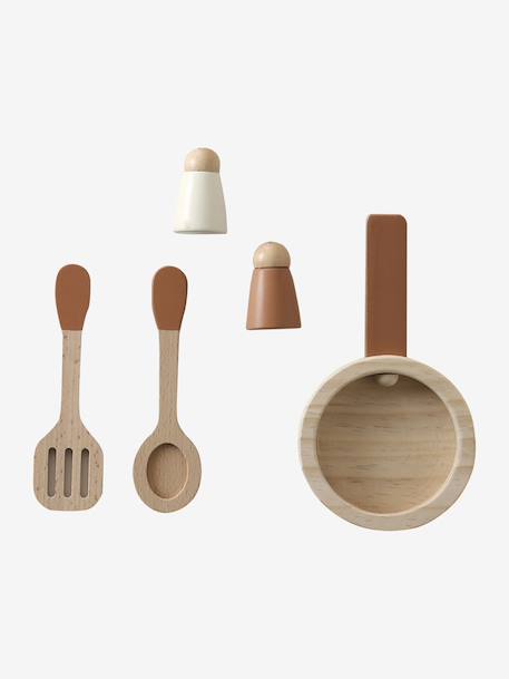 Houten keukentje met accessoires van FSC®-hout ecru+rozen+saliegroen - vertbaudet enfant 