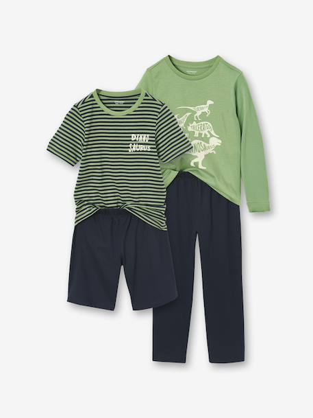 Vertbaudet set van 2 pyjama's voor jongens met gerecycled katoen, kort & lang groen - vertbaudet enfant 
