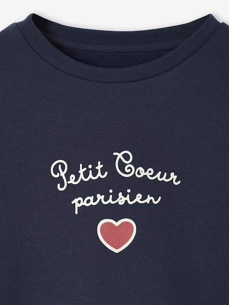 Basic meisjessweater met motief antraciet+donkerpaars+inktblauw+koraal+pioenroos+salie+vanille - vertbaudet enfant 