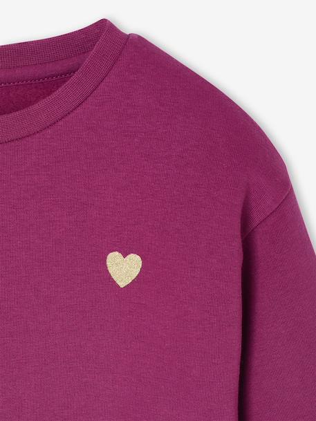 Basic meisjessweater met motief antraciet+donkerpaars+inktblauw+koraal+pioenroos+salie+vanille - vertbaudet enfant 