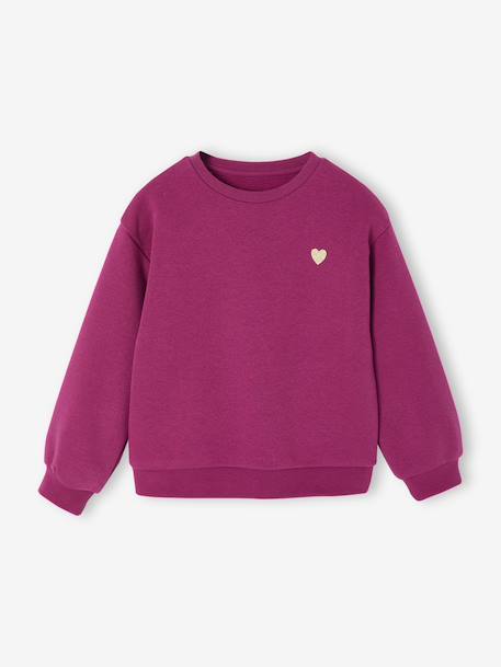 Basic meisjessweater met motief antraciet+donkerpaars+inktblauw+koraal+pioenroos+salie+vanille - vertbaudet enfant 