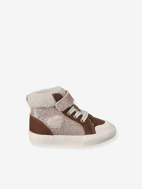 Baskets baby meisjes synthetisch gevoerd elastische veters en klittenband veel bruin - vertbaudet enfant 