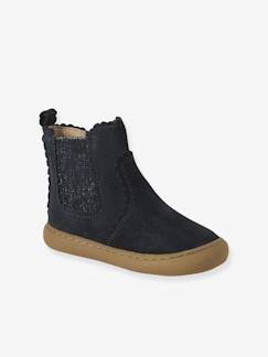 -Chelsea boots met rits en elastiek van leer voor baby