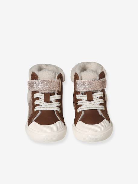 Baskets baby meisjes synthetisch gevoerd elastische veters en klittenband veel bruin - vertbaudet enfant 