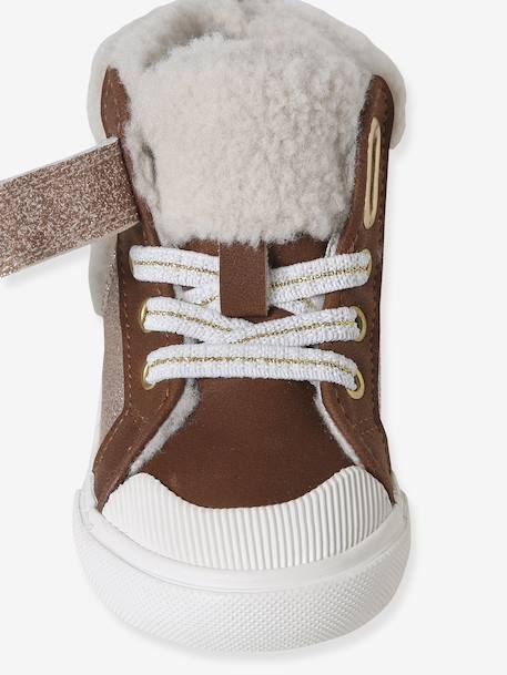 Baskets baby meisjes synthetisch gevoerd elastische veters en klittenband veel bruin - vertbaudet enfant 