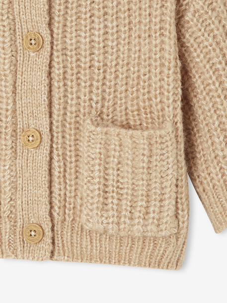 Babyvestje van grof gebreid breisel gemêleerd beige+saliegroen - vertbaudet enfant 
