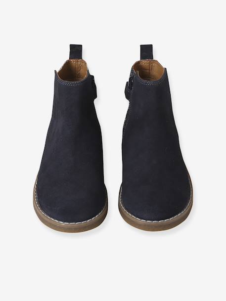 Leren boots voor meisjes met glitter, kleuterschoolcollectie kameel+marineblauw - vertbaudet enfant 