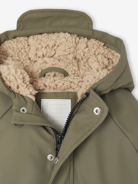 Regenjas voor baby met capuchon, gevoerd met sherpa hazelnoot+olijf - vertbaudet enfant 