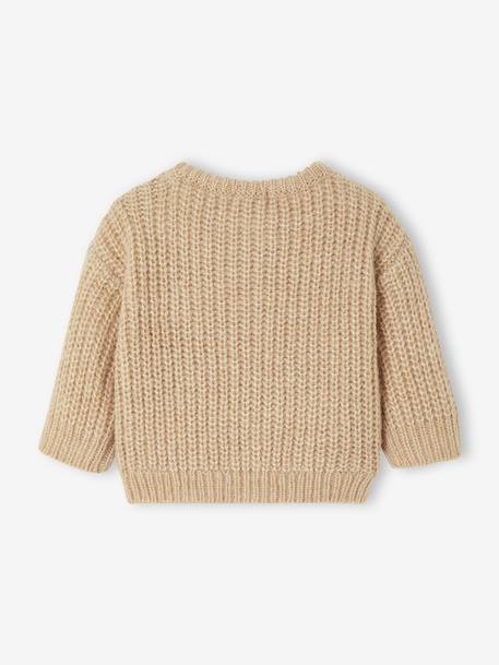 Babyvestje van grof gebreid breisel gemêleerd beige+saliegroen - vertbaudet enfant 