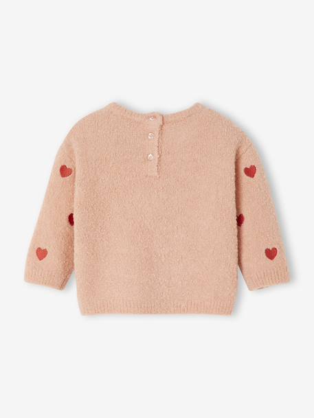 Geborduurde baby trui met kleine hartjes roze (poederkleur) - vertbaudet enfant 