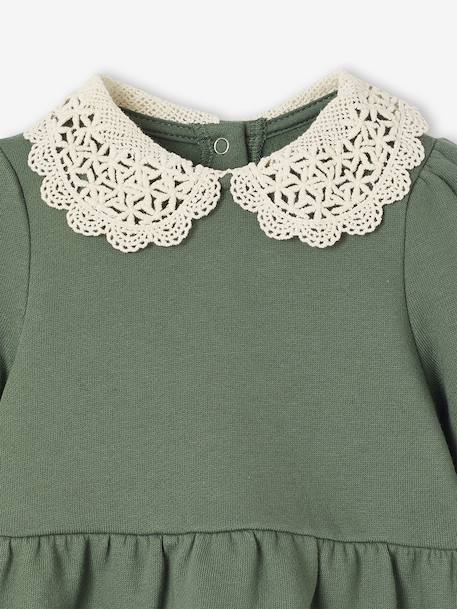 Babyjurk van sweater met gehaakte kraag groen+roze (poederkleur) - vertbaudet enfant 