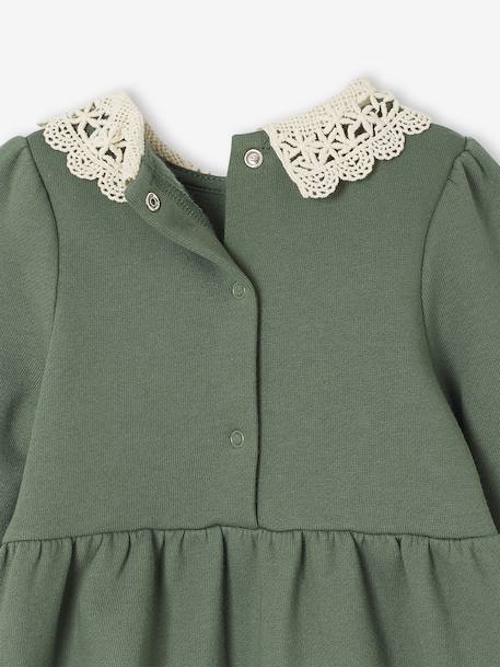 Babyjurk van sweater met gehaakte kraag groen+roze (poederkleur) - vertbaudet enfant 