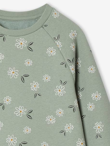 Jurk van molton met bloemenprint saliegroen - vertbaudet enfant 