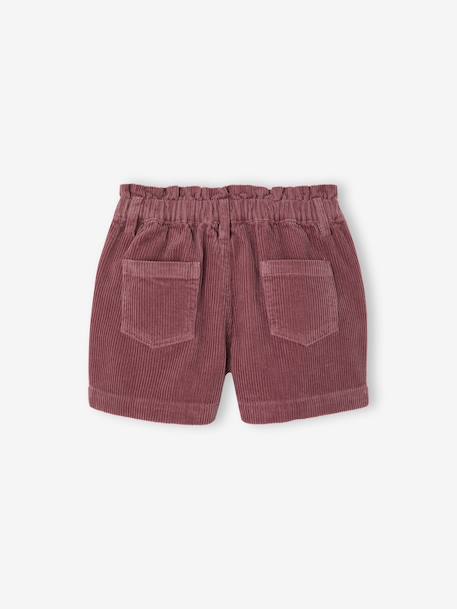 Fluwelen short met paperbag-vorm meisjes chocoladebruin+grijs+groenblauw+kameel+kaneel+zachtpaars - vertbaudet enfant 