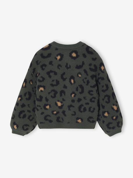 Vestje van schuimbreisel met dierenmotief voor meisjes bruin+chocoladebruin+ecru+groen - vertbaudet enfant 