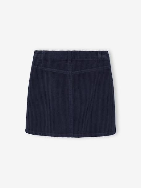 Fluwelen rok met knopen met sierstrik marineblauw+oudroze - vertbaudet enfant 
