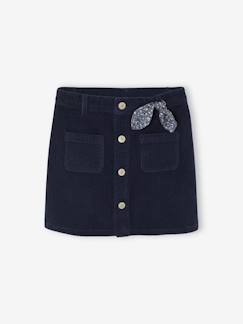 -Fluwelen rok met knopen met sierstrik