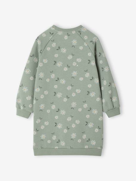 Jurk van molton met bloemenprint saliegroen - vertbaudet enfant 