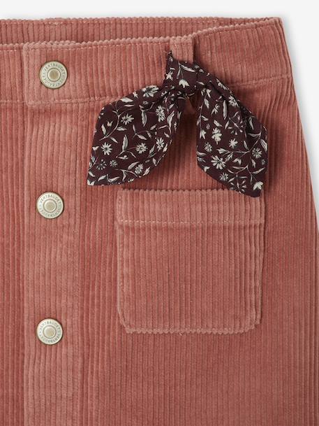 Fluwelen rok met knopen met sierstrik marineblauw+oudroze - vertbaudet enfant 