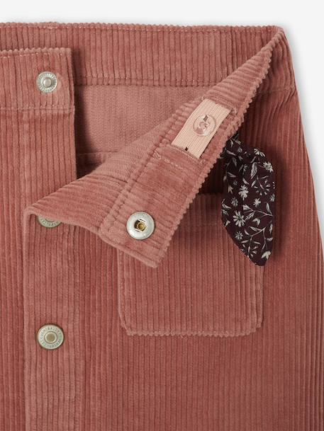 Fluwelen rok met knopen met sierstrik marineblauw+oudroze - vertbaudet enfant 