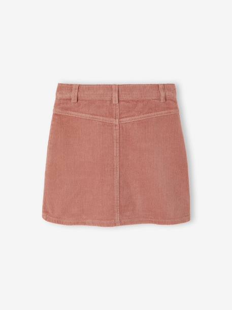 Fluwelen rok met knopen met sierstrik marineblauw+oudroze - vertbaudet enfant 