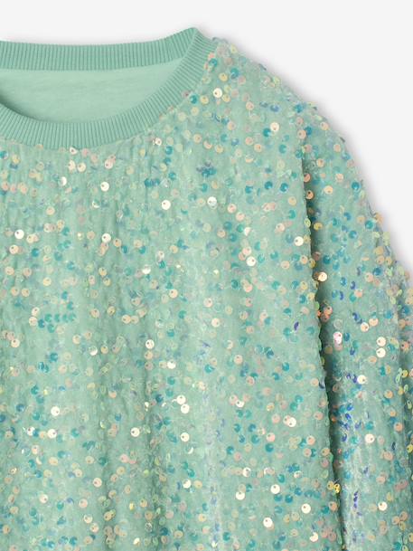 Sweater met pailletten voor meisjes turquoiseblauw+zachtpaars - vertbaudet enfant 